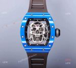 Replica Richard Mille Skull Blue Bezel RM 52-01 Watch for men